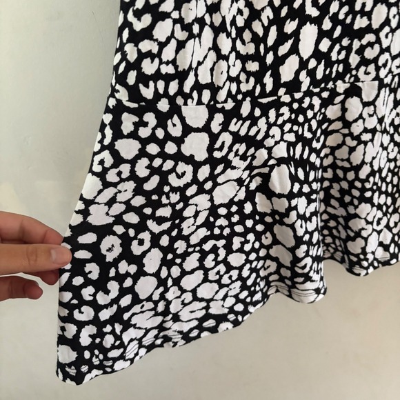 Rachel Zoe 2X Black White Animal Print Short‎ Sleeve Casual Shift Dress Loose - Picture 4 of 10